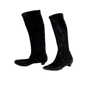 Sergio Rossi Black Stretch Suede Boots, Size EU39